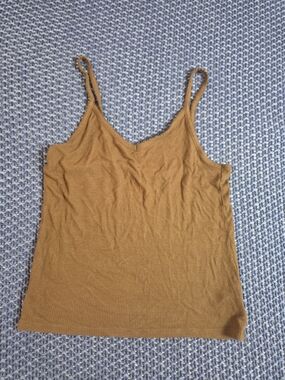 American Age Ribbed Spaghetti Strap Camisole - Camel Brown #0453